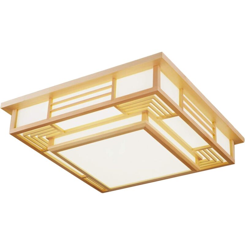 foto del prodotto gojoy lampada da soffitto giapponese, dimmerabile, a led, in legno massiccio, geometria creativa, tatami, illuminazione da soffitto, soggiorno,