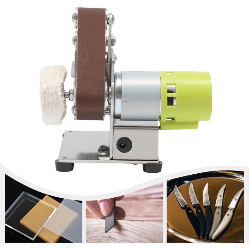 foto del prodotto gojoy mini levigatrice a nastro con 10 nastri abrasivi, 150 w, 7 marce, lucidatrice fai da te, levigatrice max. 10000 rpm con chiave inglese a 3