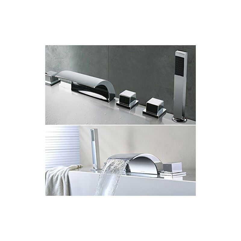 immagine 0 del prodotto gojoy moderno cromo lucido cascata bagno vasca da bagno rubinetto 5 fori di fissaggio di copertura vasca rubinetto di riempimento