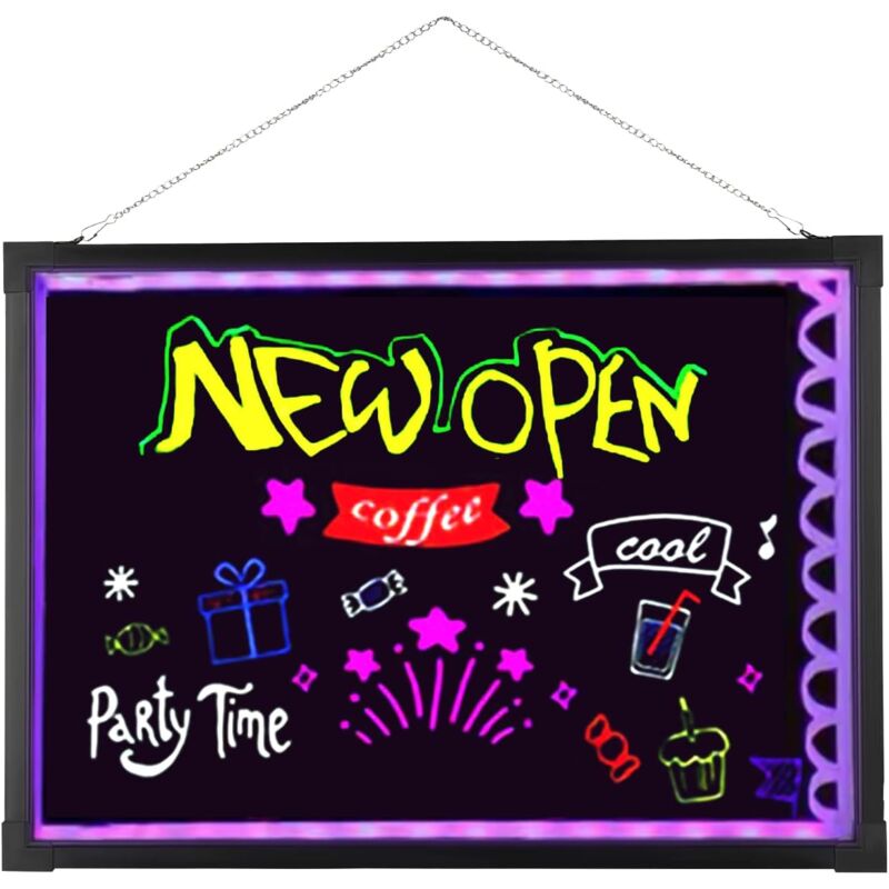 foto del prodotto gojoy pannello pubblicitario luminoso a led, 70 x 50 cm, con 7 colori chiari, 18 combinazioni, 8 evidenziatori, telecomando, pannello pubblicitario