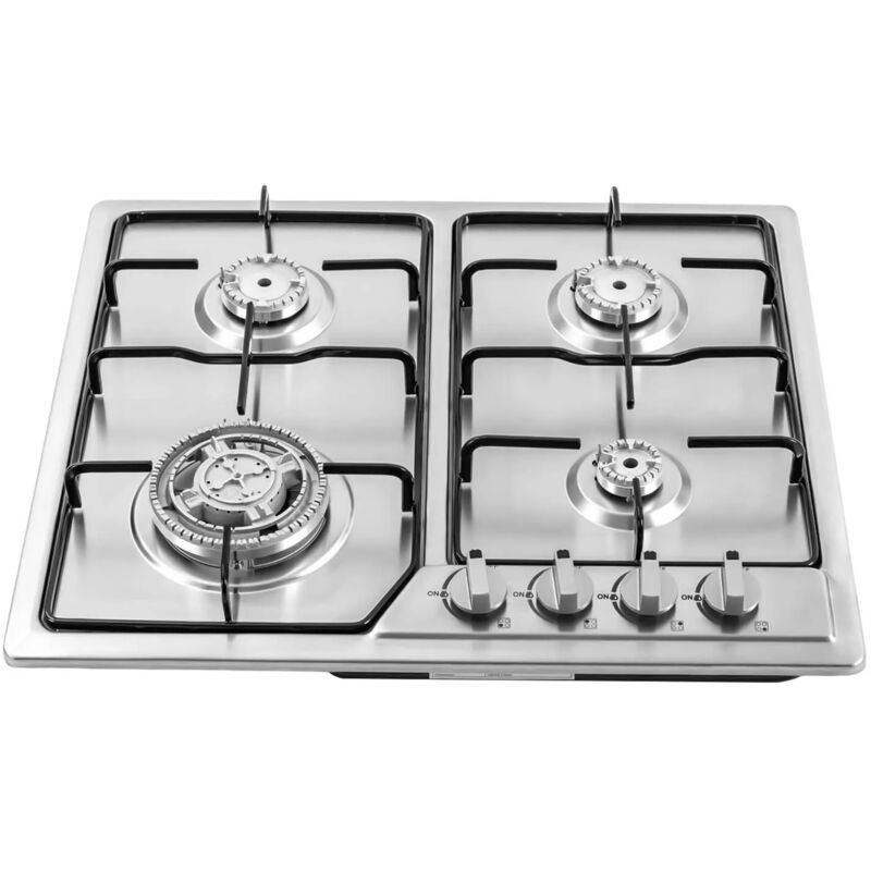 foto del prodotto gojoy piano cottura a gas a 4 luci, in acciaio inox, griglia in ghisa, adatto per gas naturale e gas propano
