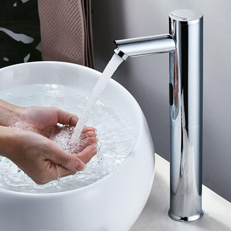 foto del prodotto gojoy rubinetto a sensore automatico per bagno, con funzione di tocco, per risparmio idrico, con sensore a infrarossi, rubinetto per lavabo da