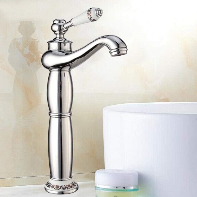 foto del prodotto gojoy rubinetto da bagno alto, in stile retr , monocomando, con maniglie in ceramica per bagno argento 