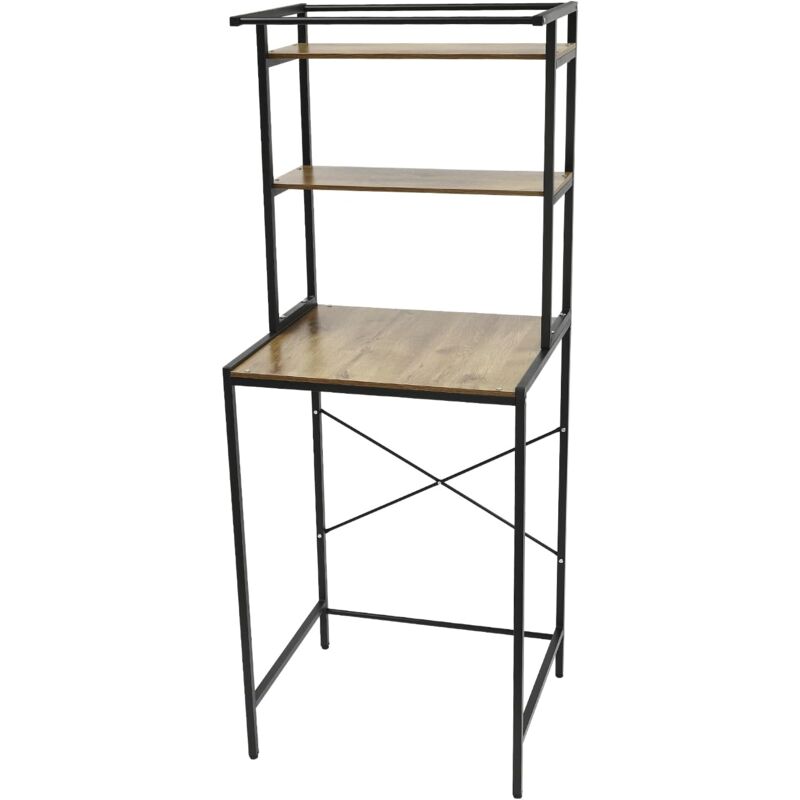 foto del prodotto gojoy scaffale per lavatrice a 3 livelli, 69 x 60 x 176,5 cm, colore nero, in rovere anticato, per il bagno, per il bagno, per il wc, per la