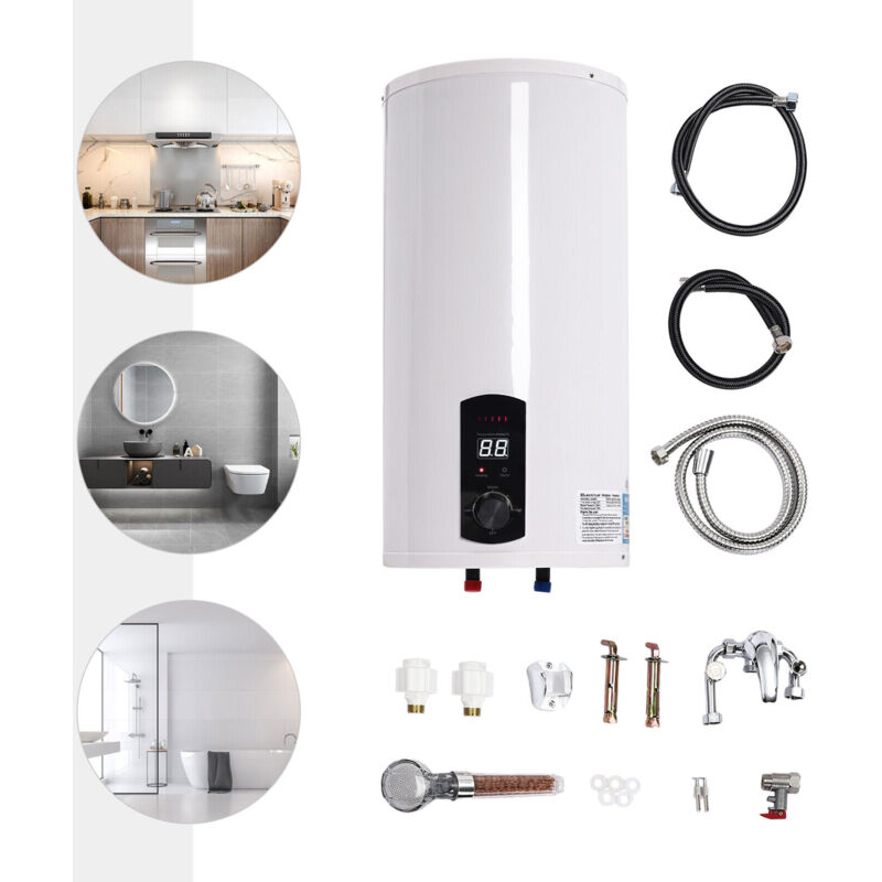 foto del prodotto gojoy scaldabagno elettrico per serbatoio, 50 l, in abs, con 3 tubi, gamma di controllo della temperatura 25 75 c, per cucine, servizi igienici,