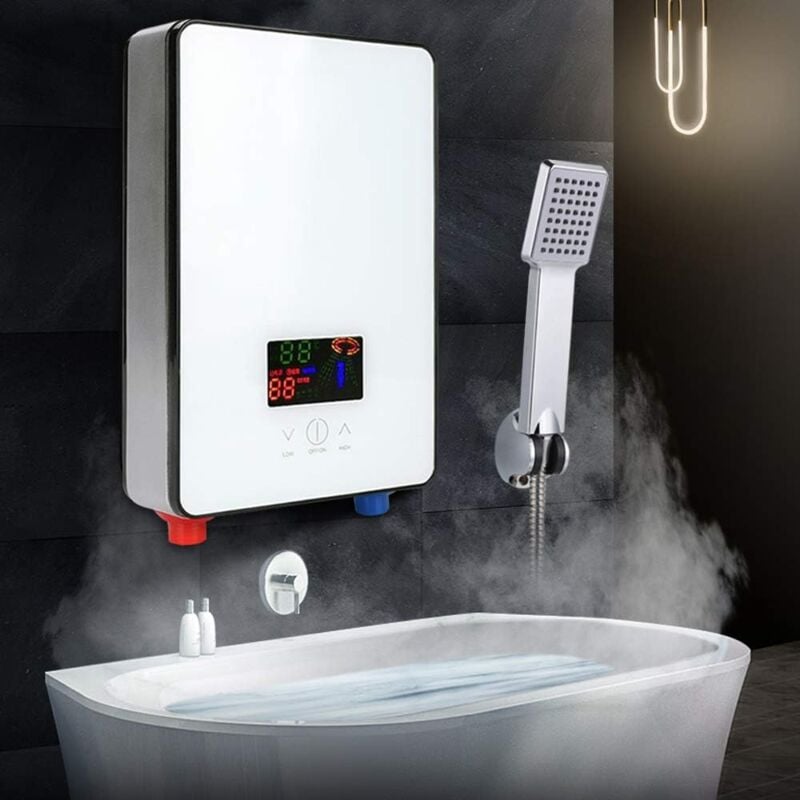 foto del prodotto gojoy scaldabagno elettronico istantaneo da 6500 w, 30 55 , regolabile istantaneamente elettrico tankless, set per bagno, doccia, cucina, 110 v