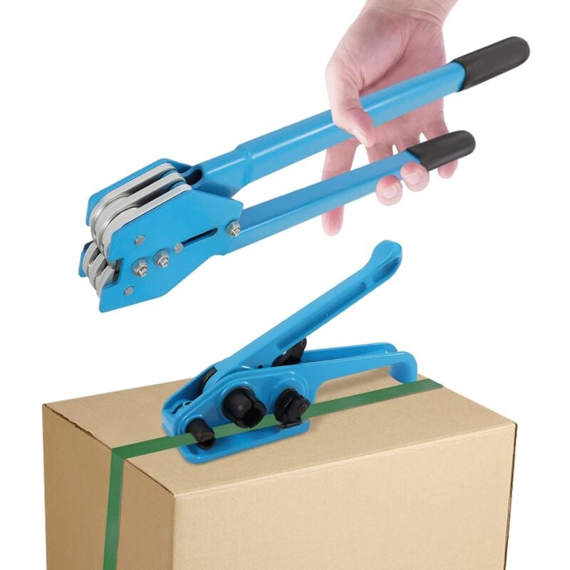 foto del prodotto gojoy set di reggiature manuali, in pet pp, manuale strapping banding kit per imballaggio, con dispositivo di tenuta da 100 m, 50 clip, per