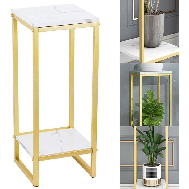 foto del prodotto gojoy supporto per fiori in metallo, per piante da interno, colonna decorativa, design antiscivolo, oro