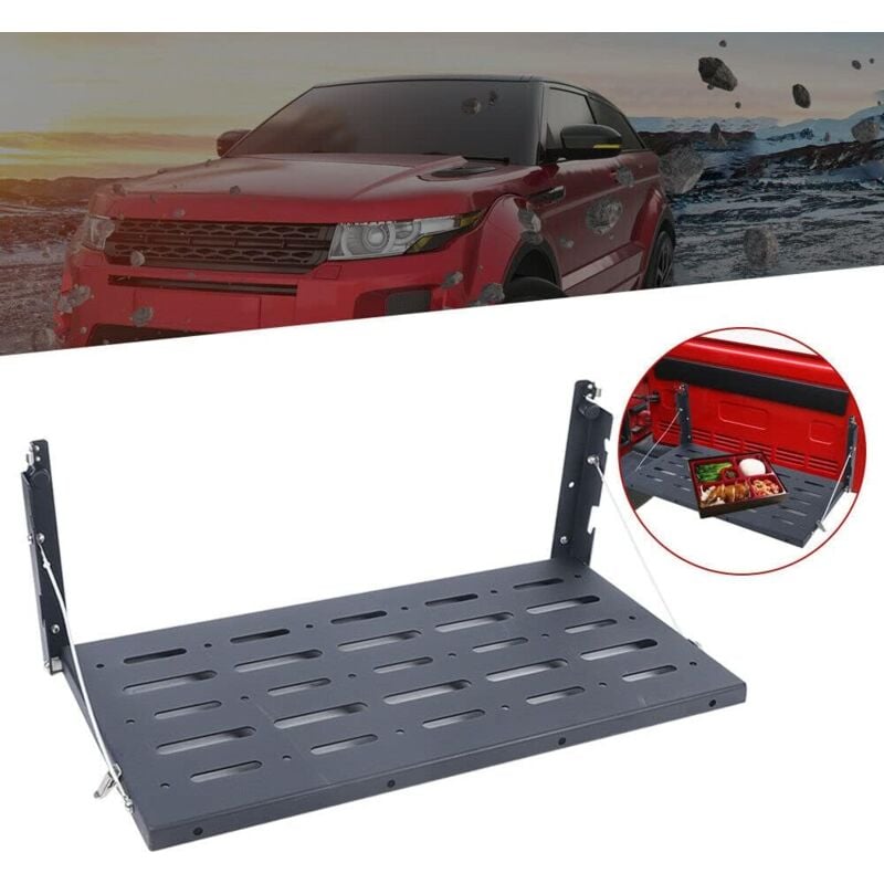 foto del prodotto gojoy tailgate table tavolo pieghevole per portellone posteriore, in acciaio, 60 x 31 cm, per jeep wrangler jk, supporto posteriore pieghevole