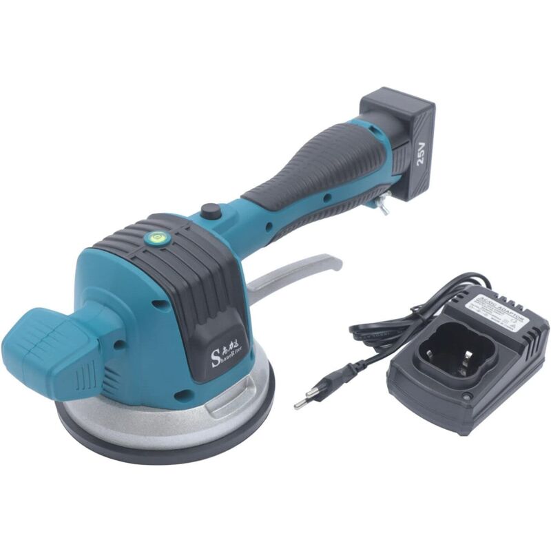 foto del prodotto gojoy vibratore elettrico per piastrelle, macchina per piastrelle 6 velocit , 120 x 120 cm, blu, impugnatura antiscivolo, con 2 batterie