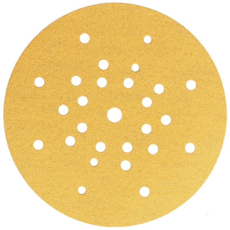 foto del prodotto gold carta abrasiva universale 225 mm a strappo 27 fori grana p100 10 pezzi per levigare intonaco, stucco, truciolato, legno, vernice mirka