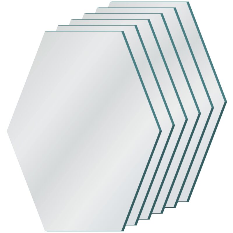 foto del prodotto gold chrome unique design specchi da parete in cristallo, set di 6 pezzi, esagono, 24 cm x 21 cm x 0,3 cm, 0,3 kg, autoadesivo, nastro incluso, bordo