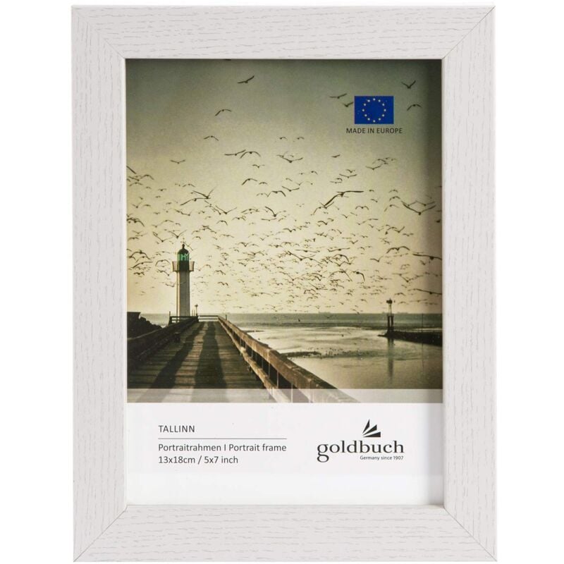 foto del prodotto goldbuch portafoto tallinn in legno, formato 13 x 18 cm, ritratto supporto da parete, singola in mdf, cornice per foto, bianco, ca. 16 x 21 x 1,5 cm