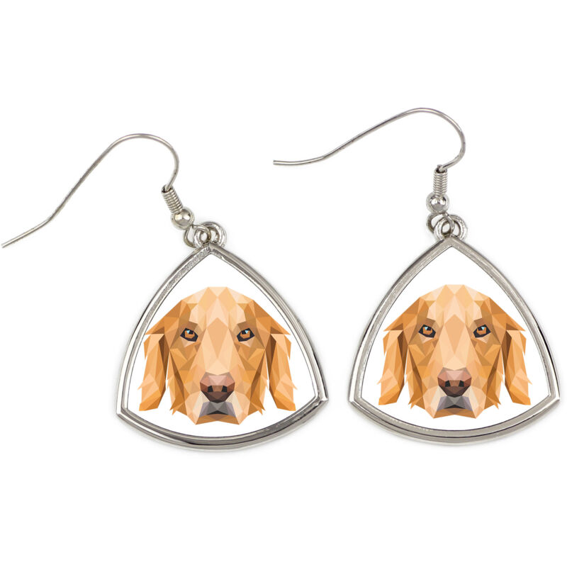 foto del prodotto golden retriever - orecchini con foto e scritta geometrica cane art-dog