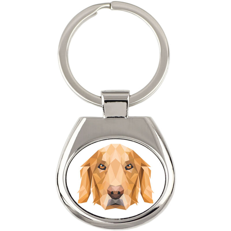 foto del prodotto golden retriever portachiavi geometrico con foto e scritta art dog