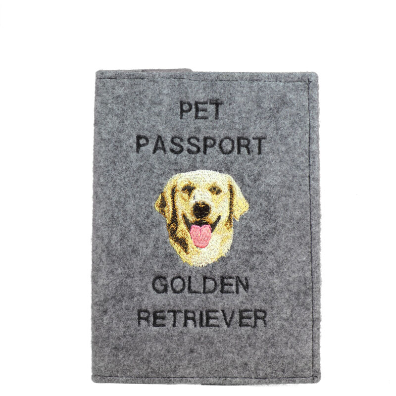 foto del prodotto golden retriever portapassaporto per cani, portadocumenti, regalo per viaggiatori di art dog