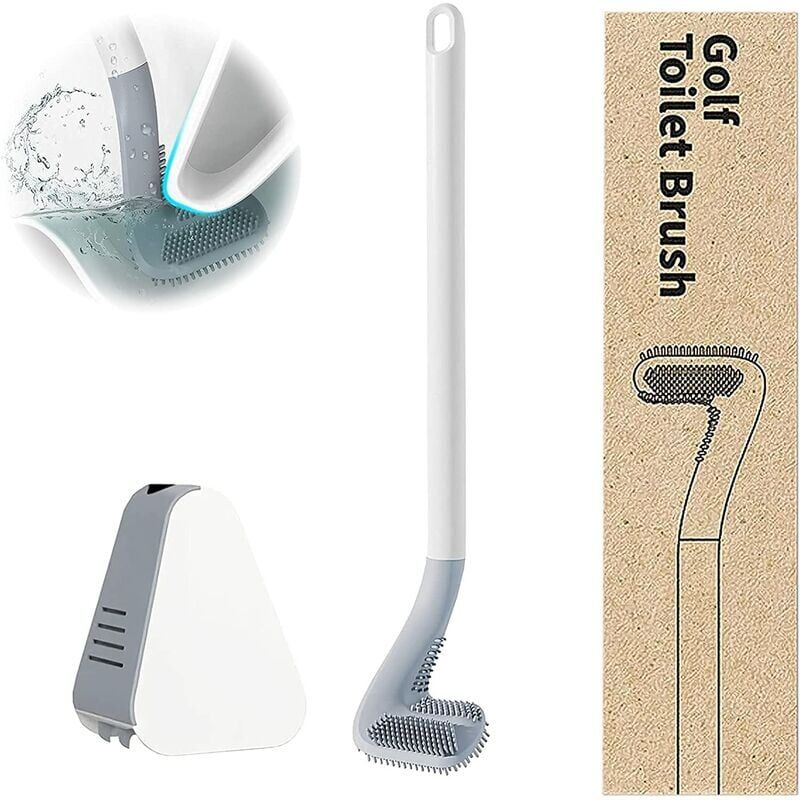 foto del prodotto golf scopino per wc in silicone manico lungo montaggio a parete scopino per pulizia con set di supporti bianco 