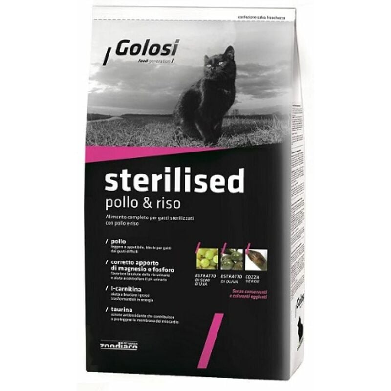 foto del prodotto golosi gatto 1,5 kg sterilised pollo e riso