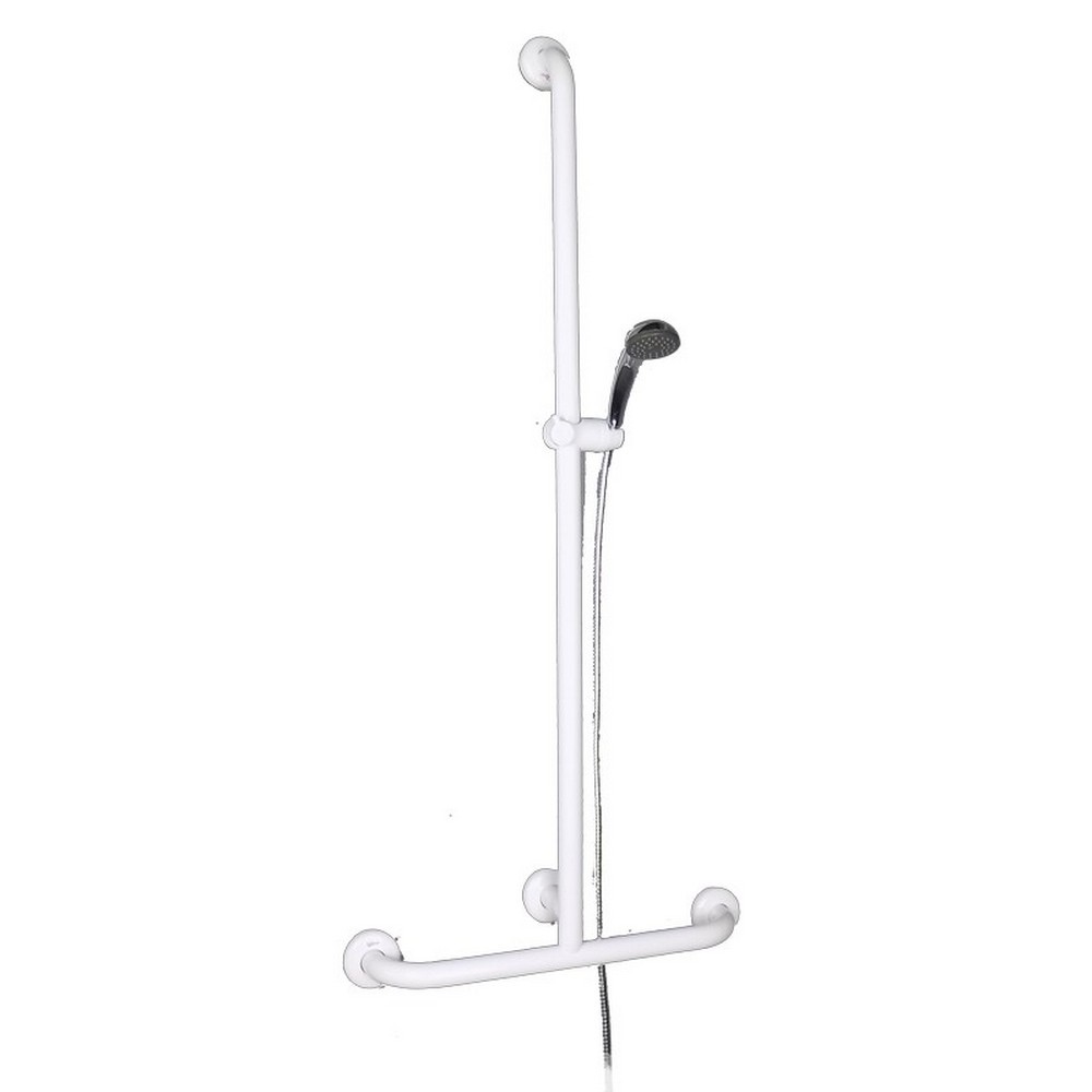 foto del prodotto goman maniglia inox con saliscendi doccia bianco
