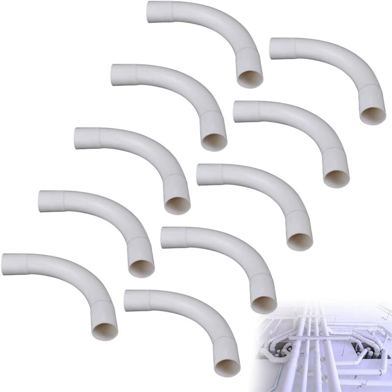 foto del prodotto gomiti per tubo isolante, 10 pezzi di tubo elettrico rivestito in pvc, connettore per raccordo per tubo da 90 gradi, installazione a parete del