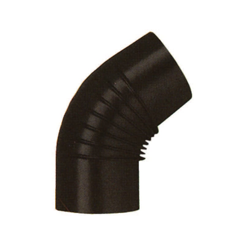 foto del prodotto gomito 45 porcellanato per stufe a legna nero opaco cm.13