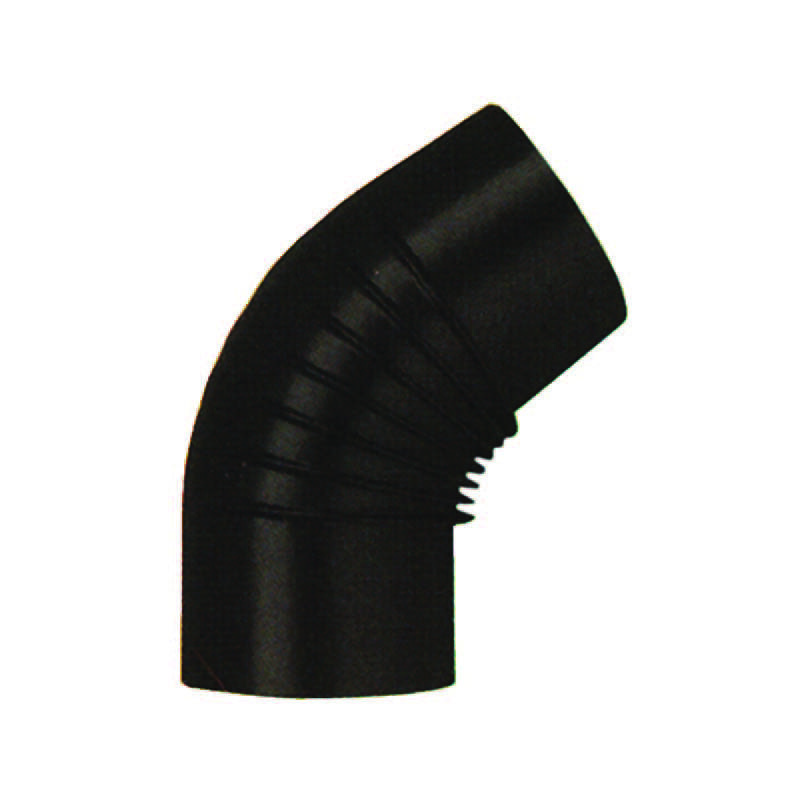 foto del prodotto gomito 45 porcellanato per stufe a legna nero opaco cm.15