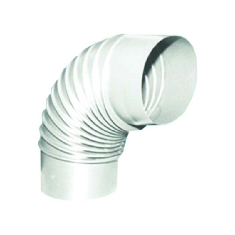 foto del prodotto gomito 90 porcellanato per stufe a legna bianco ala smalto classic mm.150