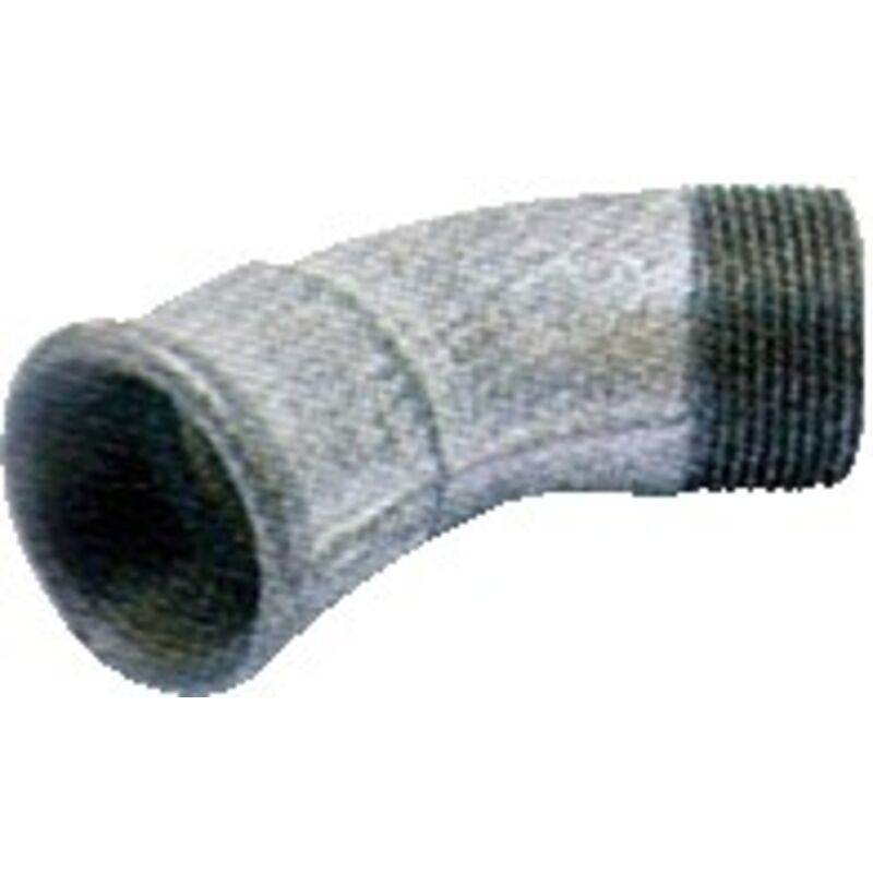 foto del prodotto gomito a 45 grande raggio in ghisa zincata mf 33x42