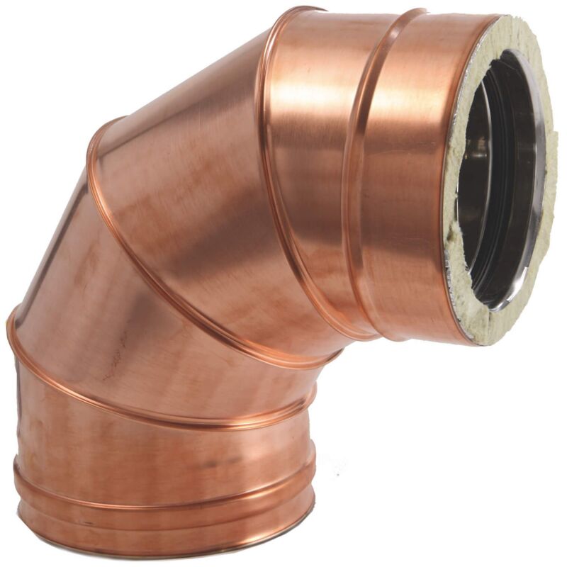 foto del prodotto gomito a 90 coibentato in rame ed acciaio inox 150 200 mm