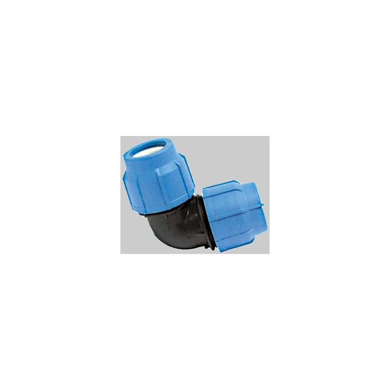 foto del prodotto gomito a 90 in polipropilene per irrigazione e giardinaggio pn 16 bar 40 x 40