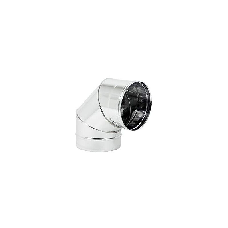 foto del prodotto gomito curva acciaio inox 80mm 5 decimi aisi 304 per canna fumaria camino stufa, scegli se 90 gradi