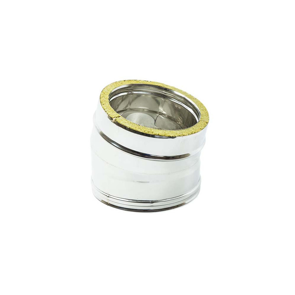 foto del prodotto gomito curva acciaio inox doppia parete di 100 de 150mm, scegli se 15 gradi
