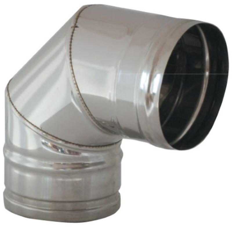 foto del prodotto gomito curva in acciaio inox aisi 304 90o 180 mm per stufa a legna camino