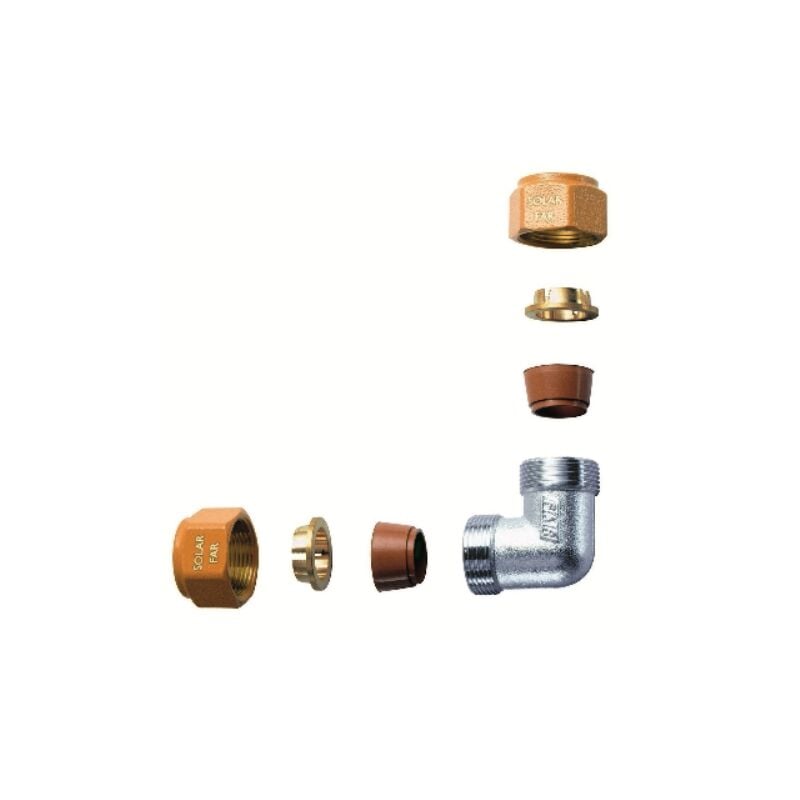 foto del prodotto gomito doppio completo di kit di tenuta per impianti solari diam. 16 far