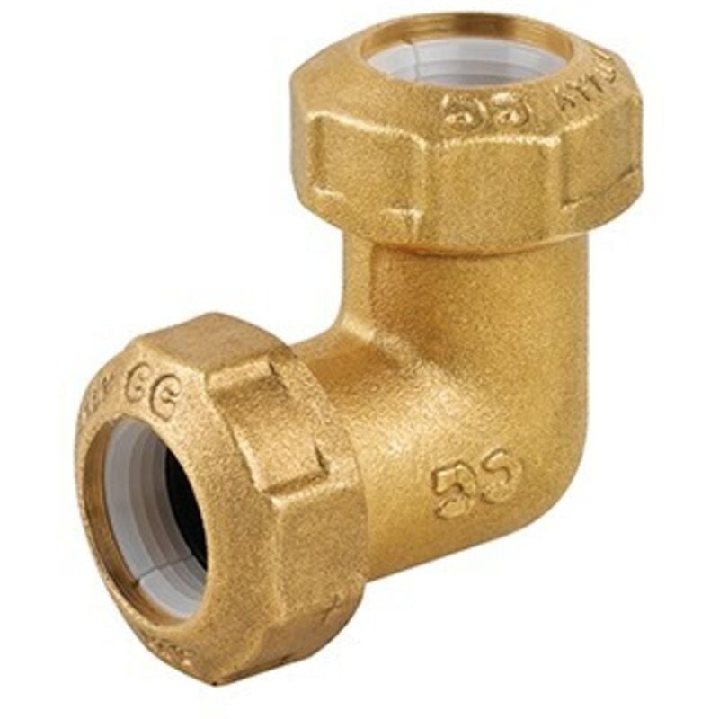 foto del prodotto gomito doppio in ottone per tubo pe 20x20