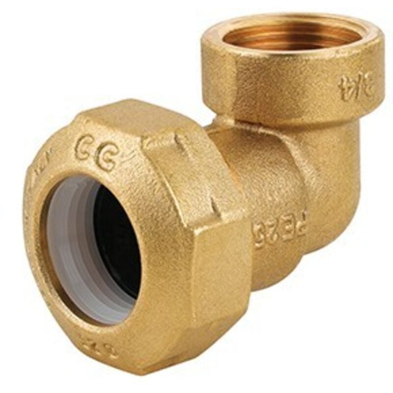 foto del prodotto gomito femmina in ottone per tubo pe 3 4 x 25