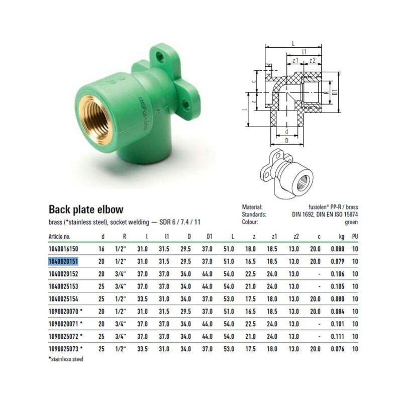 foto del prodotto gomito filettato f aquatherm c staffa posteriore 20x1 2