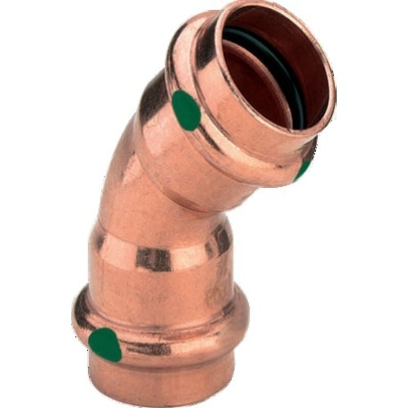 foto del prodotto gomito in rame con crimpatura a 45 - femmina femmina 28