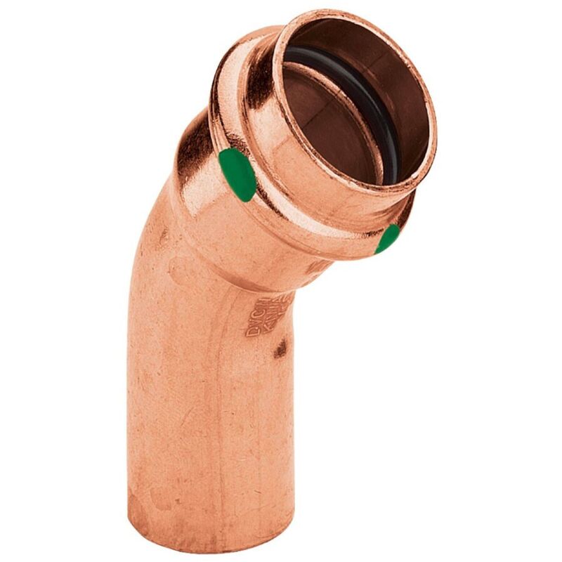 foto del prodotto gomito in rame con crimpatura a 45 - maschio femmina 35