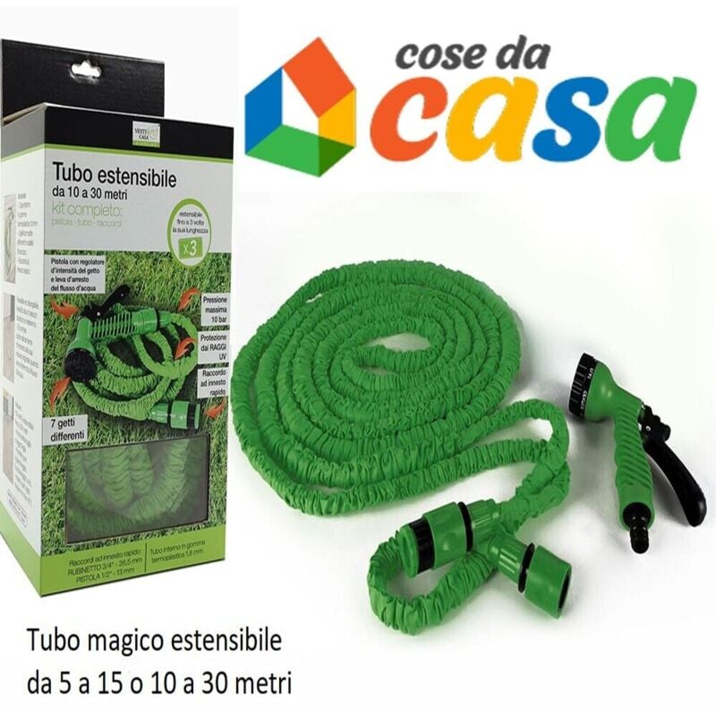 foto del prodotto gomma estensibile 10 30 metri tubo per innaffiare il giardino prato irrigazione salvaspazio magico anche in camper tubo estensibile da 10 a 30