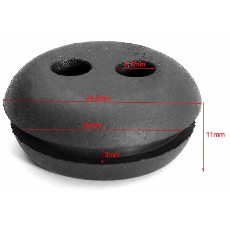 foto del prodotto gommino passatubo a 2 fori universale interno 20 mm altezza 11 mm