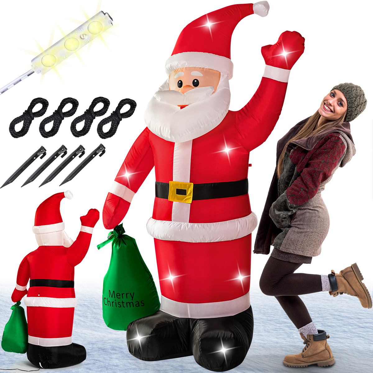foto del prodotto gonfiabile babbo natale xl 180cm illuminazione led