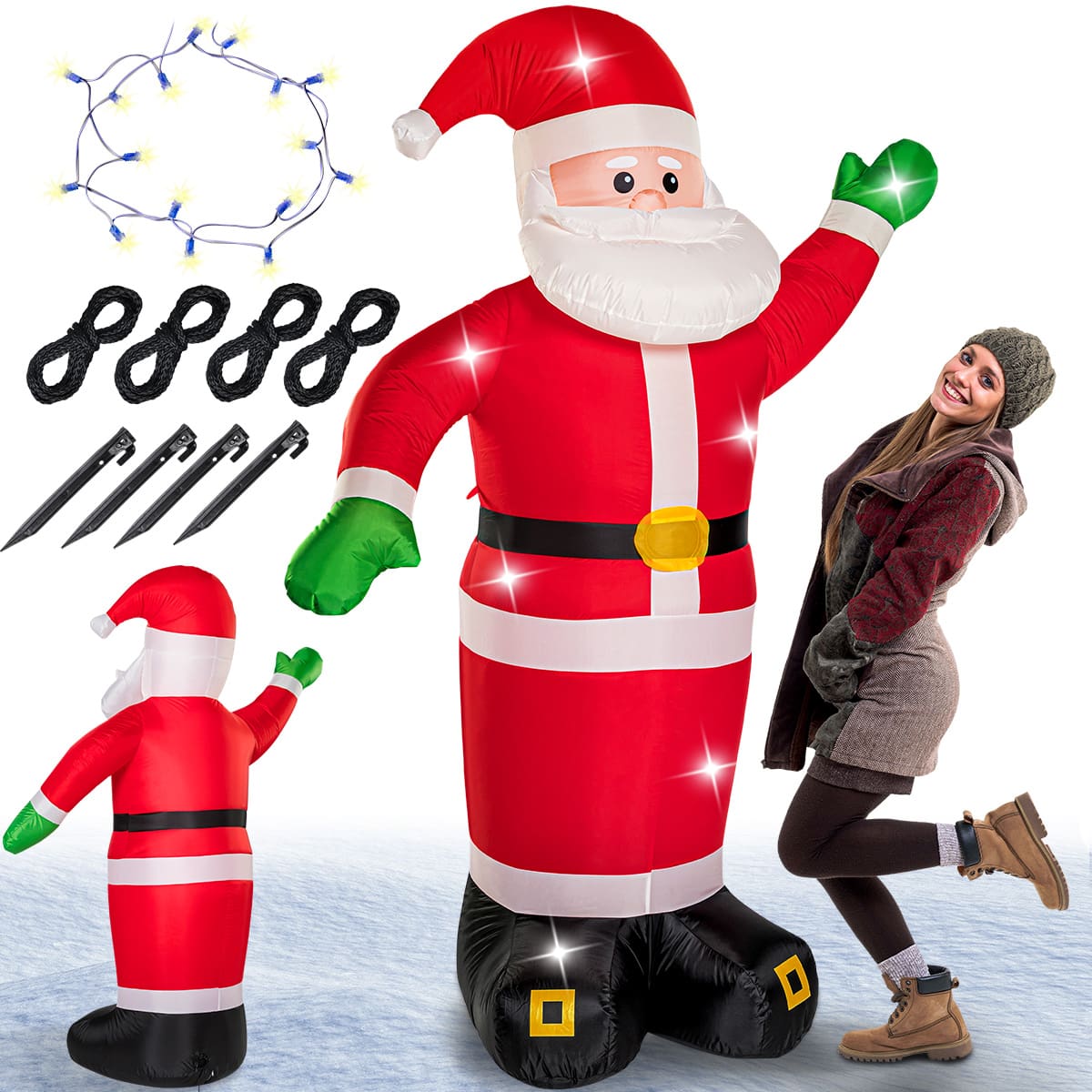 foto del prodotto gonfiabile babbo natale xxl 250cm illuminazione led