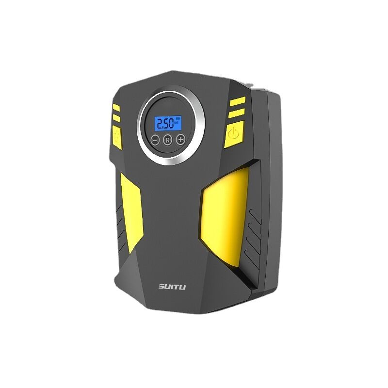 foto del prodotto gonfiatore per pneumatici, compressore d aria portatile, pompa per pneumatici per auto con adattatore a 3 ugelli e luci led digitali, pompa elettrica