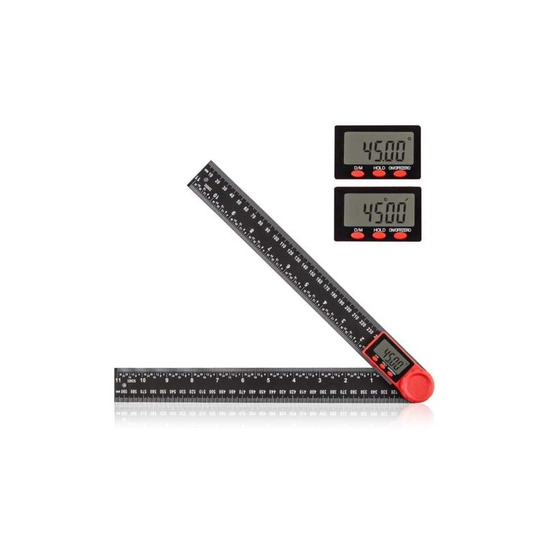 foto del prodotto goniometro digitale 2 in 1, scala di misurazione angolare digitale da 300 mm con display lcd e funzione di blocco per lavorazione del legno, casa e