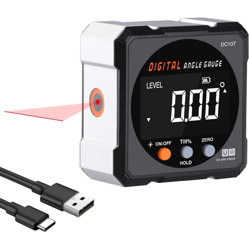 foto del prodotto goniometro digitale magnetico con strumento di livellamento laser, inclinometro digitale per lavorazione del legno, edilizia, fai da te scatola di