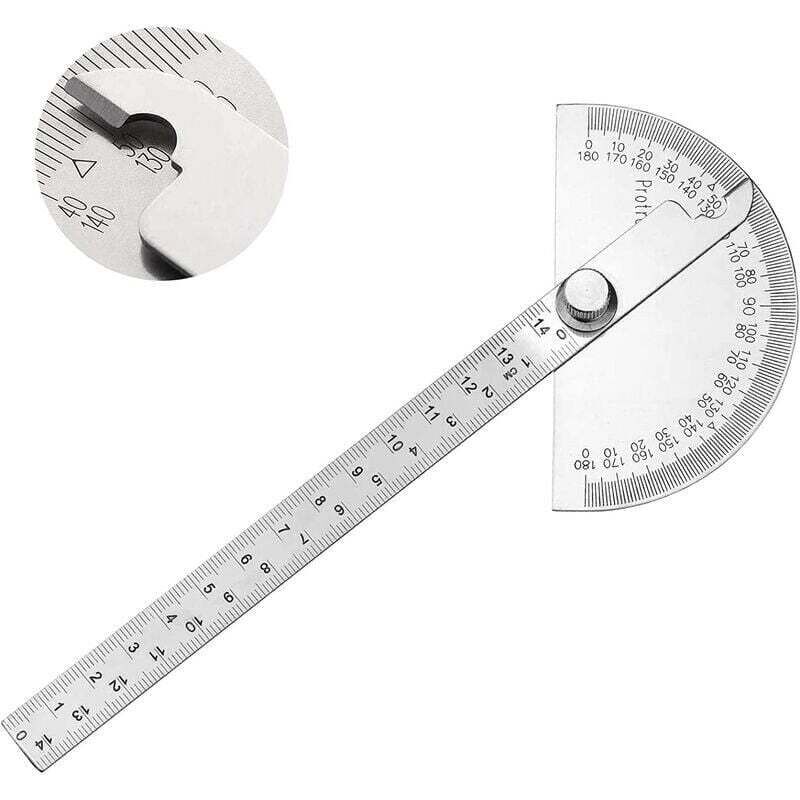 foto del prodotto goniometro in acciaio inossidabile 0 180 braccio misuratore di angolo righello strumento per ingegneri goniometro con righello da 140 mm, righello