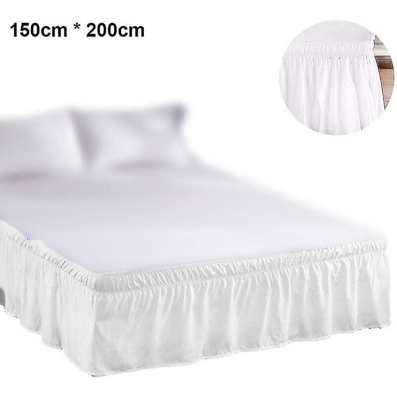 foto del prodotto gonna da letto avvolgente con volant antipolvere bianco, 150 x 200 cm, facile da montare, resistente alle pieghe e allo sbiadimento, lavabile in