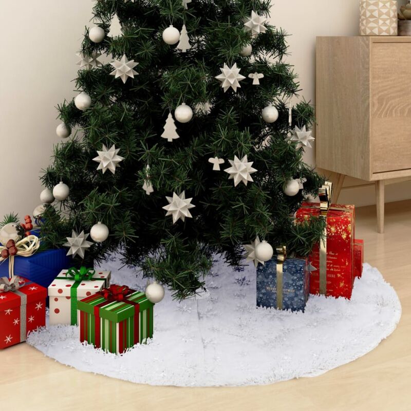 foto del prodotto gonna per albero di natale raffinata bianca 90 cm in similpelle vidaxl