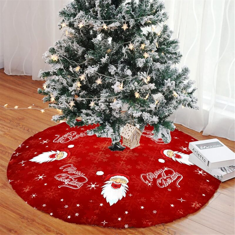 foto del prodotto gonna per albero di natale rossa e bianca, stampata, rotonda, per decorazioni natalizie, casa e vacanze babbo natale, 120 cm sollbry